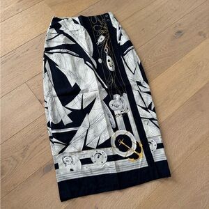 Vintage Brooks Brothers 100% Silk Skirt Nautical Print (Size 4)